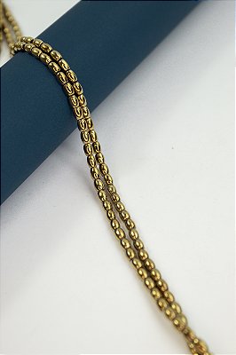Fio Hematita Dourado Arroz 4x5mm - O Fio