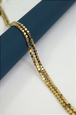 Fio Hematita Dourado Quadrado 4mm - O Fio
