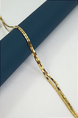 Fio Hematita Dourado Retangular 4x2mm - O Fio