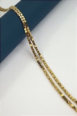 Fio Hematita Dourado Irregular 3x3mm - O Fio