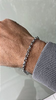 Pulseira em aço inox com 21cm - elo portugues - Não escurece nunca - 1 unidade