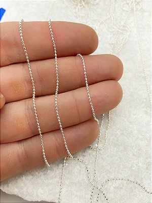 Corrente Bolinha Diamantada 1,2Mm  banho Prata 925 camada 50 Milésimos Com Verniz Protetivo - 1 Metro
