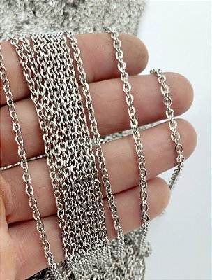Corrente Cadeado Diamantada Aço Inox  # Arame 0,80Mm * Antialérgica * Nao Escurece Nunca * 1 Metro