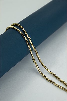 Fio Hematita Dourado Bolinha 3mm Diamantado - O Fio