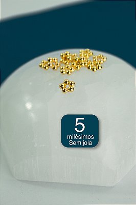 Entremeio Flor Abs 7Mm Ouro 5 Milesimos - 50 Pçs