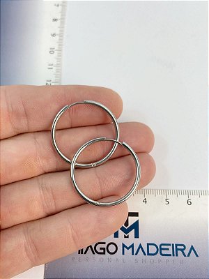 Brinco Argola Aço Inox - 30mm- tipo click - 1 par