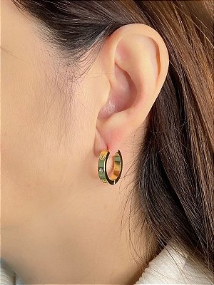 Brinco argola com zirconia 20 mm -  AÇO INOX DOURADO  - 1 par - ANTIALERGICO - NAO ESCURECE NUNCA