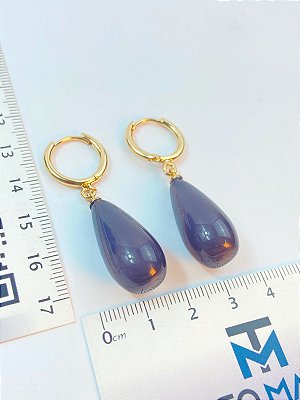 Brinco Gota Resina tipo click dourado - 1 par