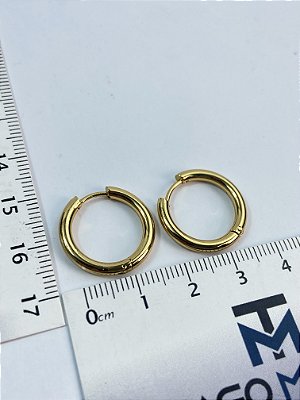 Brinco Argola 21mm - Aço Inox dourado  - tipo click - 1 par