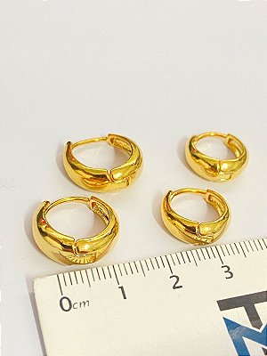 Brinco Argola Click - 2 pares - Medio e Grande - Banho ouro camada 2 milesimos com verniz italiano