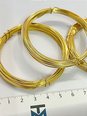 Arame Alumínio bitola 0,80Mm - cor ouro - Pacote Com 5 Metros - Para Artesanato