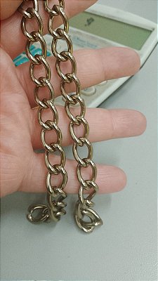 Corrente Elo Longo 2Mm - Banho Alumínio Ouro-Velho - Corrente Balão Arame 2Mm - Grume Aberta