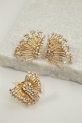 Conjunto Brinco + Anel - Semijoia