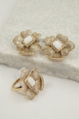 Conjunto Brinco + Anel - Semijoia