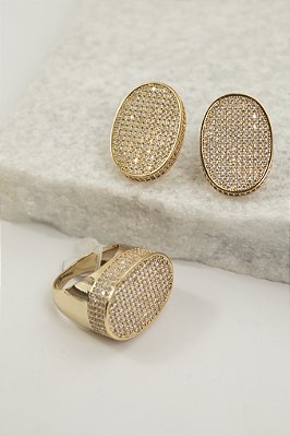 Conjunto Brinco + Anel - Semijoia