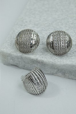 Conjunto Brinco + Anel - Semijoia