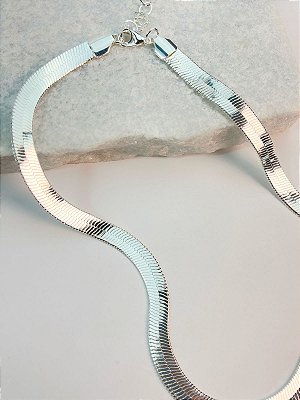 Colar Malha 8mm Banho Prata 925 Semijoia com 50 milésimos de camada e verniz italiano - 1 unidade - medida 40cm com extensora