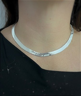 Colar Malha 8mm Banho Prata 925 Semijoia com 50 milésimos de camada e verniz italiano - 1 unidade - medida 40cm com extensora