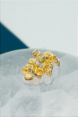 Entremeio Rondele Cravejado 4mm Ouro 5 Milesimos - 10pcs