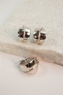 Conjunto Brinco + Anel - Semijoia