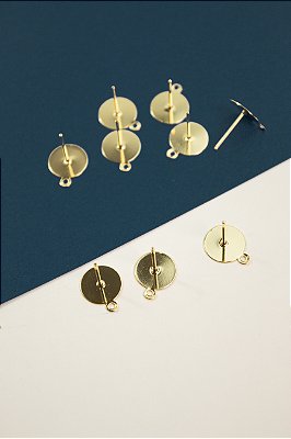 Base de Brinco 10mm Ouro - 01 Par