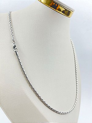 Colar Aço Inox modelo Veneziana 3,0mm - medida 60cm - Nao Escurece Nunca - 1 unidade
