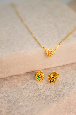 Conjunto Coracao Ouro - 01 unid
