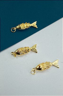 Pingente Peixe Articulado Ouro - 01 und