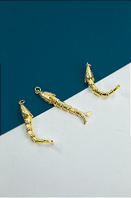 Pingente Peixe Articulado Ouro - 01 und