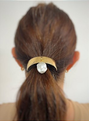 AMARRADOR  METAL DOURADO COM PEROLA - 1 UNIDADE