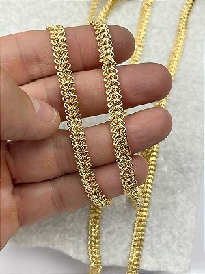 Corrente Malha tipo folha banho ouro 2 milésimos com verniz italiano - 1 Metro