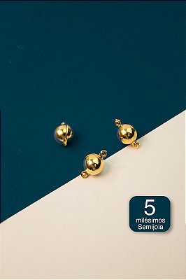 Pingente Bolinha 8mm 2 Saidas Ouro 5 Milesimos - unidade