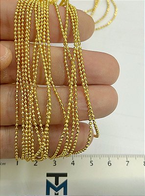 Corrente Bolinha 1,5mm diamantada Banho Ouro 2 milésimos de camada e verniz italiano - 1 metro