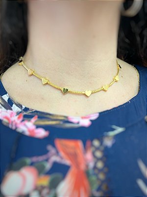 Colar tipo Pandora com coração - medida 40cm - 1 unidade
