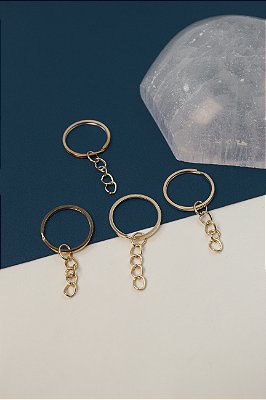 Argola De Chaveiro Modelo Italiano Com 25Mm E Corrente - 100pcs