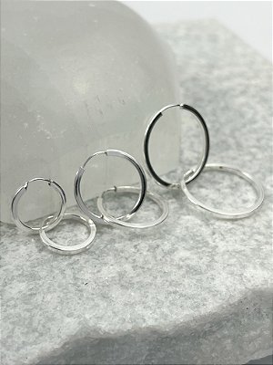 Trio Brinco Argola Prata 925 - 3 pares tamanho P M G - joia em Prata original