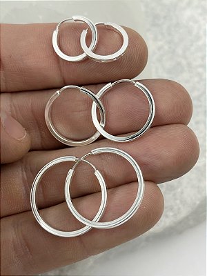 Trio Brinco Prata de lei 925 - 3 pares - P M G - joia em Prata