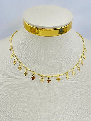 Choker Cruz Banho ouro 2 milésimos e verniz italiano - medida 40cm - 1 unidade