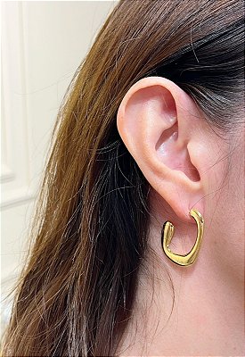 Brinco Argola organico Banho ouro com tarraxa Banho Ouro 2 milésimos com verniz italiano - 1 par