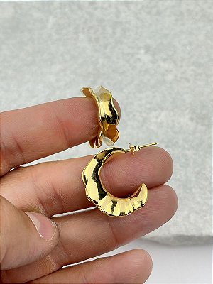 Brinco Argola organico Banho ouro com tarraxa Banho Ouro 2 milésimos com verniz italiano - 1 par