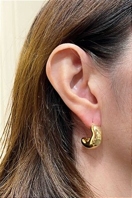 Brinco Argola organico Banho ouro com tarraxa Banho Ouro 2 milésimos com verniz italiano - 1 par