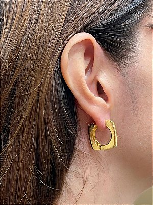 Brinco Argola organico Banho Ouro 2 milésimos com verniz italiano - 1 par