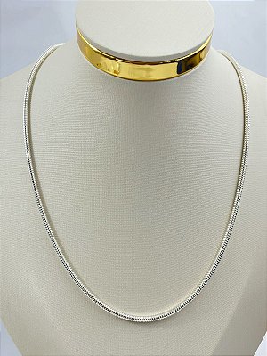 Colar Rabo de rato Prata 60 cm - Banho Prata 925 semijoia camada de 50 milésimos com verniz - 1 unidade