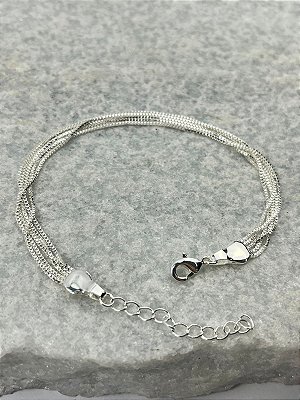 Pulseira venezianas com extensora banho Prata 925 semijoia 50 milésimos com verniz italiano - medida 17cm