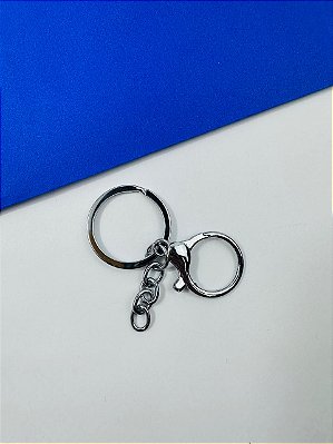 Argola De Chaveiro Modelo Italiano Com 25Mm com Corrente e mosquetao - 10pcs