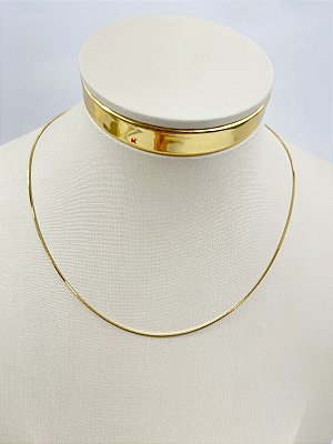 Colar Rabo de rato aço inox dourada - 40cm mais extensora - 1 unidade antialergico