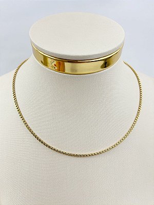 Colar Veneziana aço inox dourada - 40cm mais extensora - 1 unidade antialergico