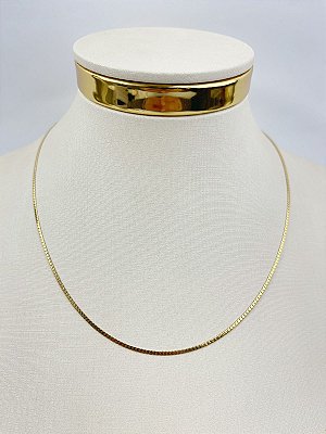 Colar Diamantada aço inox dourada - 40cm mais extensora - 1 unidade antialergico