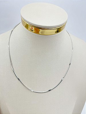 Colar Fita com detalhe aço inox - 40cm mais extensora - 1 unidade antialergico