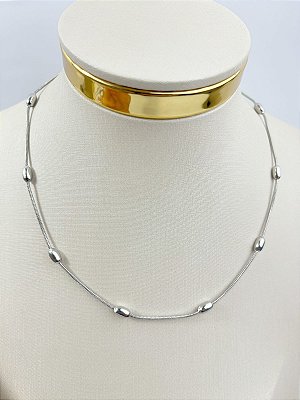 Colar Rabo de rato com bolinha aço inox - 40cm mais extensora - 1 unidade antialergico